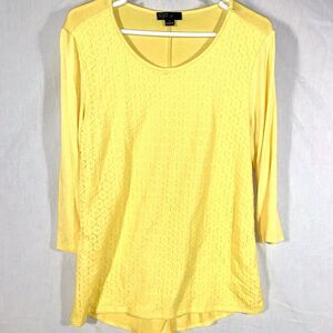 Sojo yellow eyelet long sleeved knit top Size L